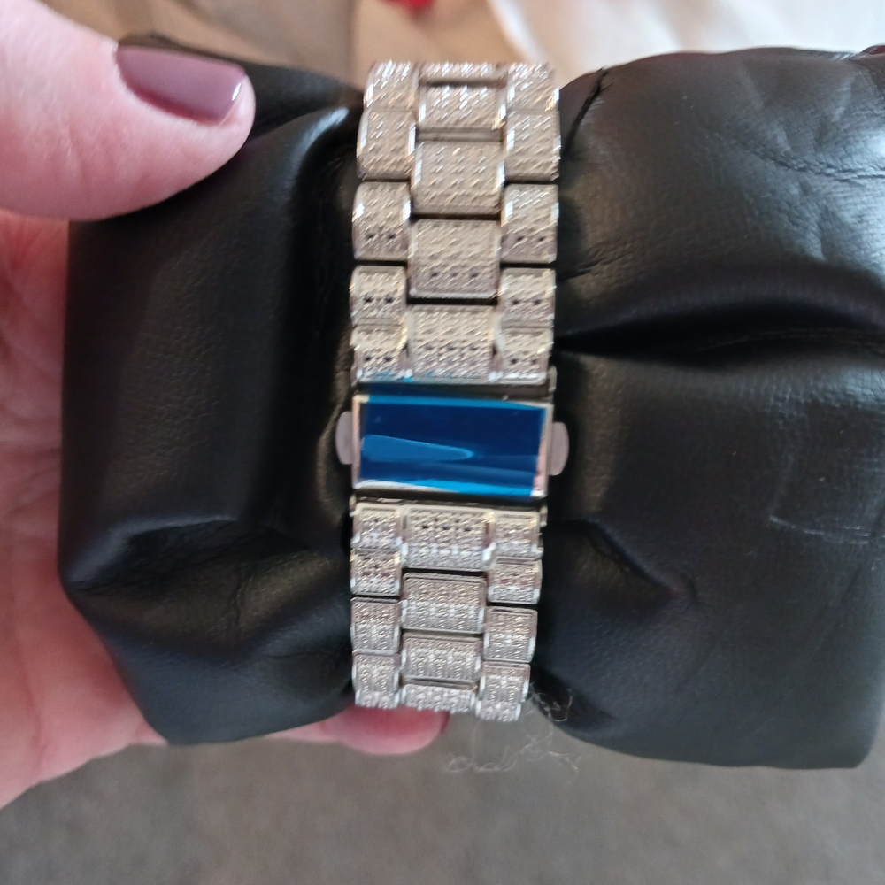 Silver Crystal Bracelet Watch with Purple Dial - Picture 4 of 5